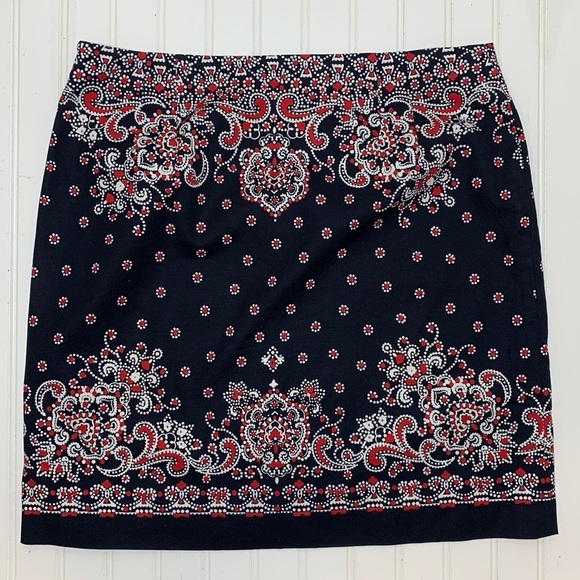 Talbots red white and blue lined skirt EUC 12 - Picture 2 of 9